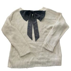 Forever 21 Bow Detail Knit Sweater - Junior Size Medium - Ivory and Black